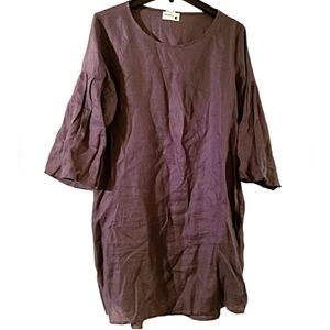 Allen Allen USA linen dress with poplin sleeves